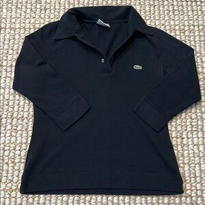 Lacoste Black V-Neck Sweater Classic Knit